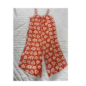 Shirley & Stone Orange White Floral Regular Size One-Piece Jumpsuit Size L